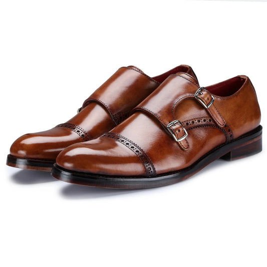 Dornford Classic Double Monk Strap – Rich Brown Finish