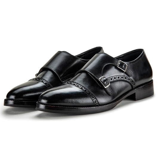 Dornford Double Monk Strap – Black Brogue