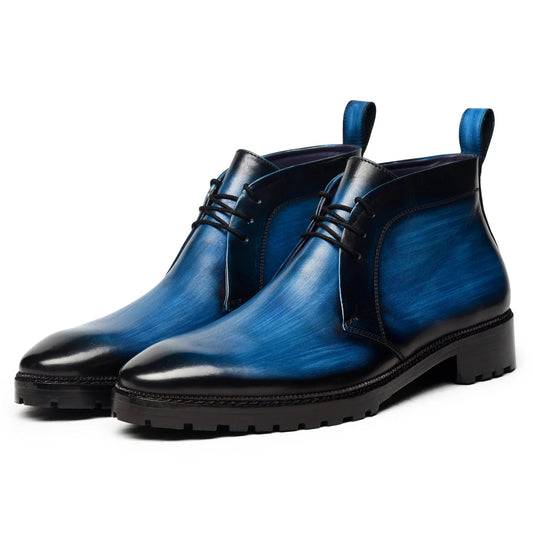 Dornford Hand-Finished Leather Chukka Boots – Deep Ocean Blue