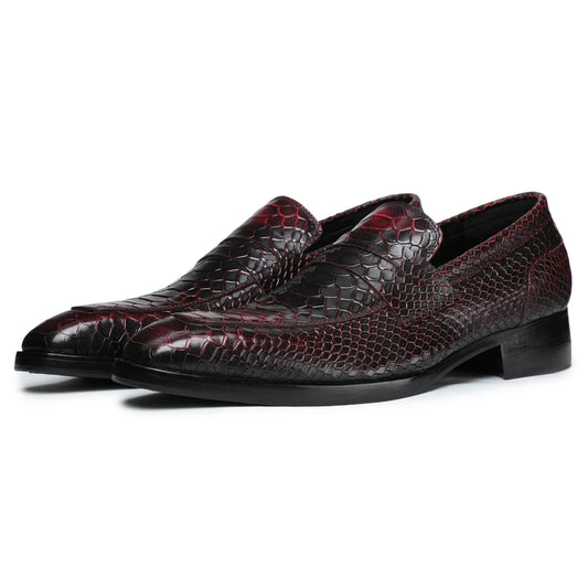 Dornford Monaco Slip-On Loafer – Crimson Black Reptile Texture