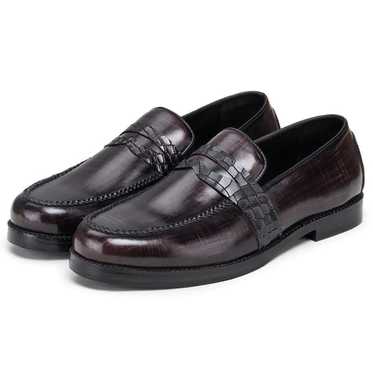Dornford Roma Penny Loafer – Shadow Espresso Croc Detail