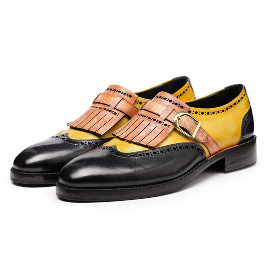 Dornford Wingtip Monk Strap – Yellow & Black Kiltie