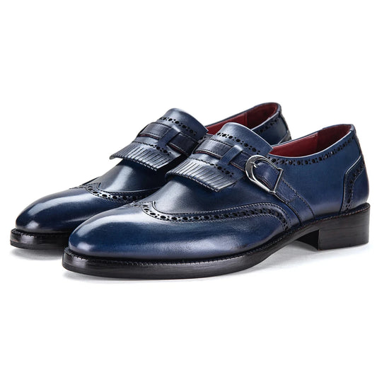 Dornford Wingtip Monk Strap – Midnight Blue Kiltie