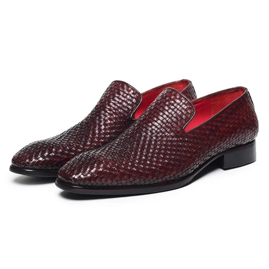 Dornford Woven Venetian Loafers – Burgundy Handwoven Leather