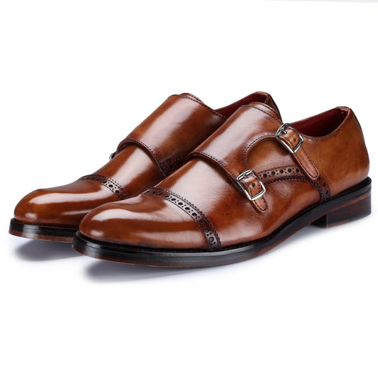 Dornford Classic Double Monk Strap – Rich Brown Finish