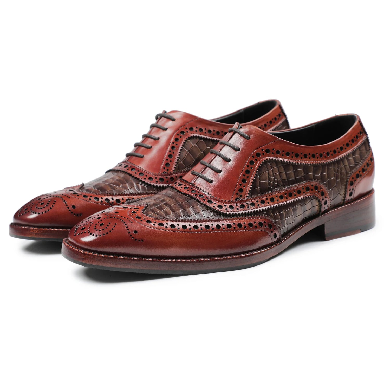 Dornford Crovale Wingtip Oxford – Embossed Chestnut