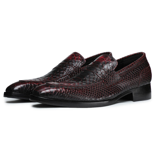 Dornford Monaco Slip-On Loafer – Crimson Black Reptile Texture
