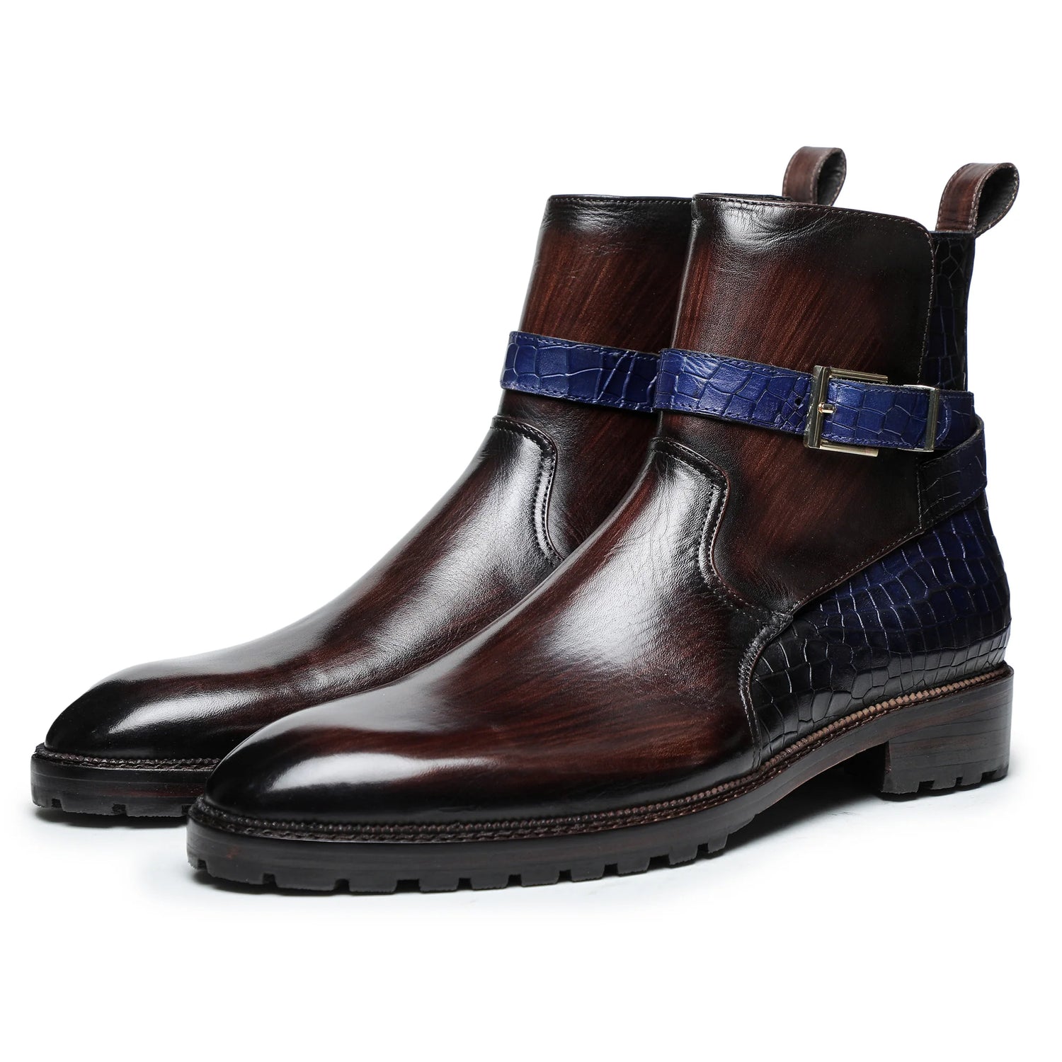 Dornford Dual Tone Strap Jodhpur Boots – Brown & Blue