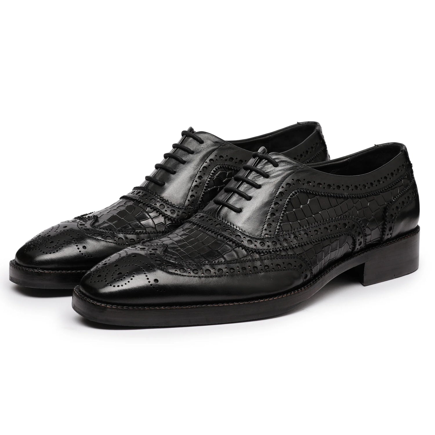 Dornford Noir Croc Wingtip Oxford