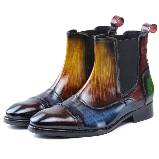Dornford Patina Captoe Chelsea Boots – Multicolor Hand-Finished Leather
