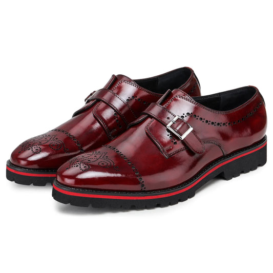 Dornford Captoe Monk Strap – Wine Red Lug Sole