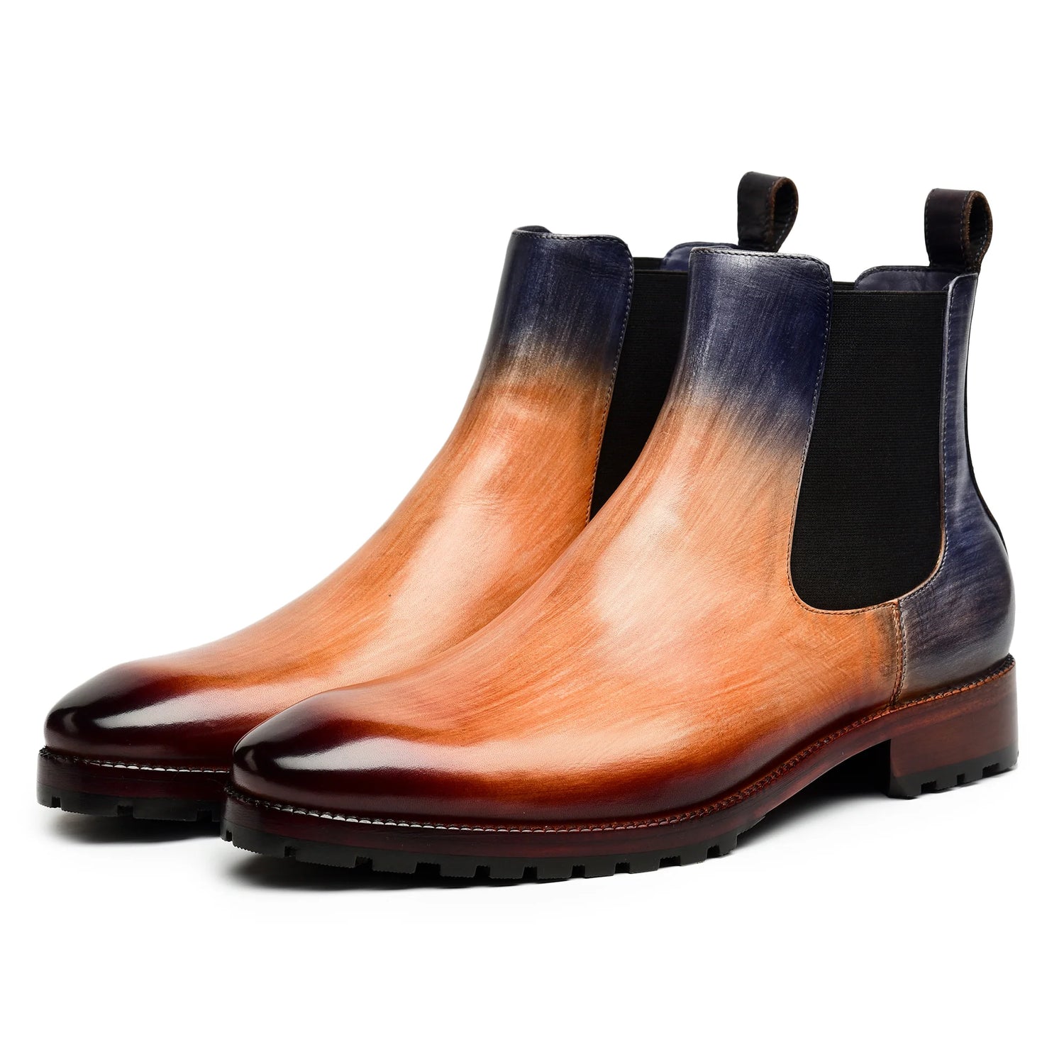 Dornford Burnished Chelsea Boots – Amber Navy Fade