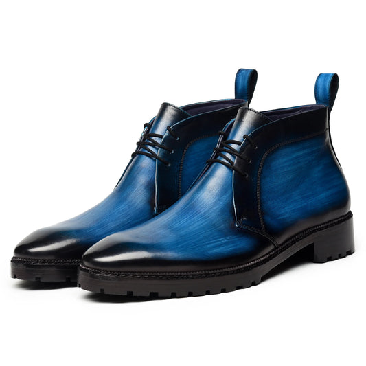 Dornford Hand-Finished Leather Chukka Boots – Deep Ocean Blue