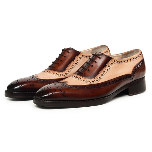 Dornford Valencrest Wingtip Oxford – Ivory & Burnished Brown