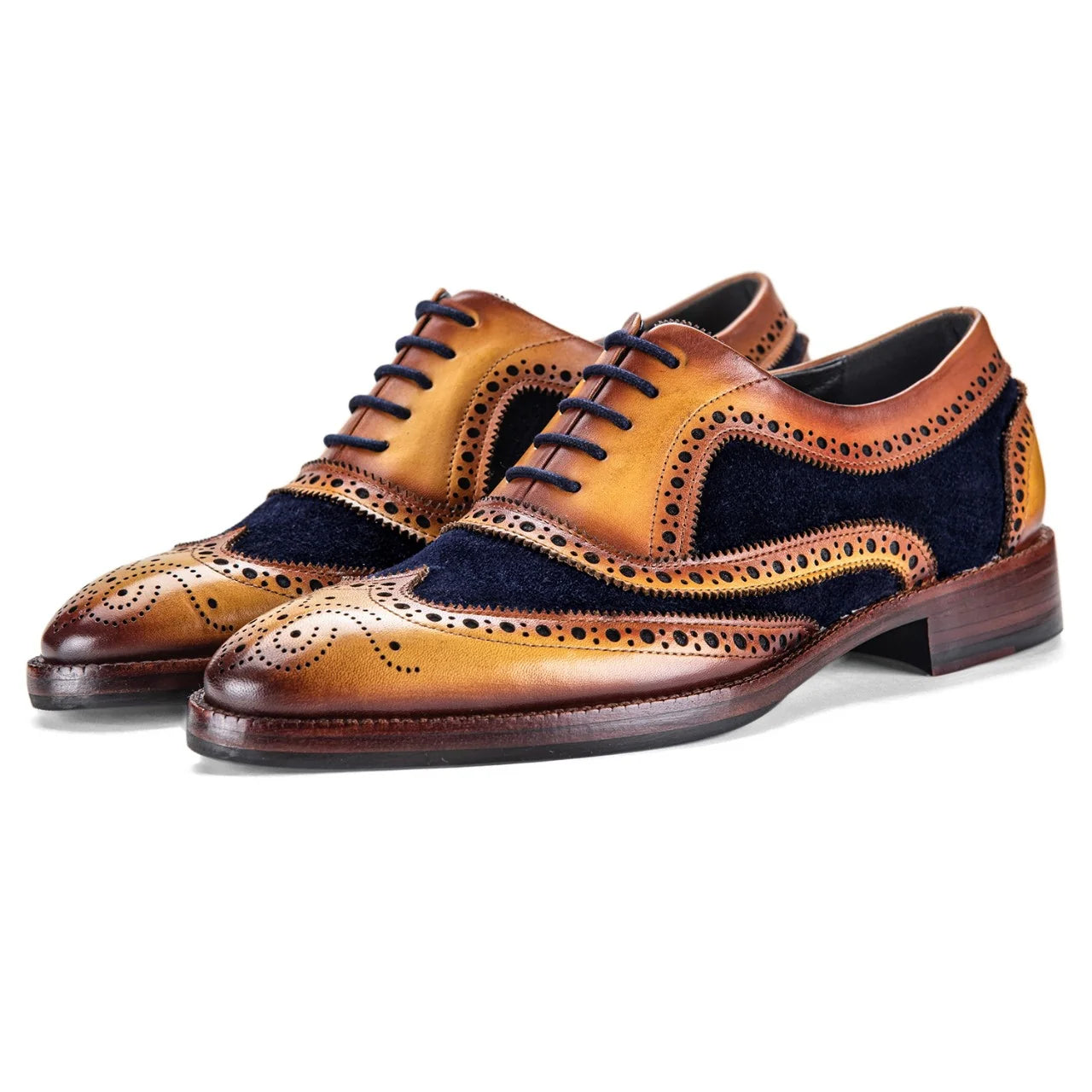 Dornford Ashbourne Wingtip Oxford – Tan & Navy Suede