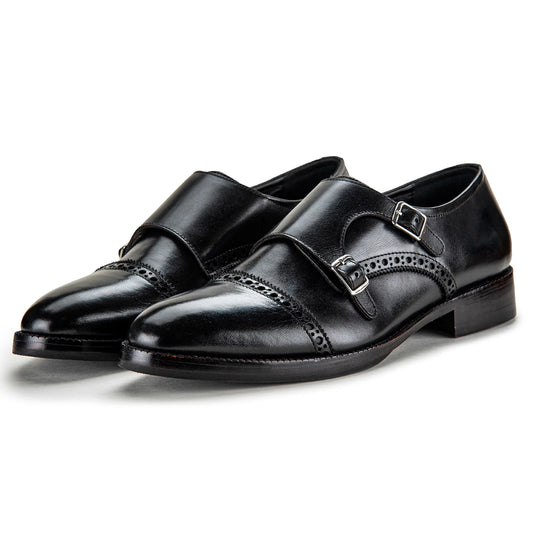 Dornford Double Monk Strap – Black Brogue