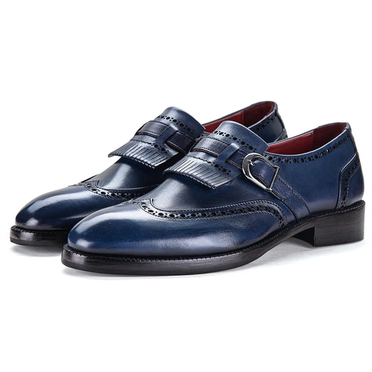 Dornford Wingtip Monk Strap – Midnight Blue Kiltie