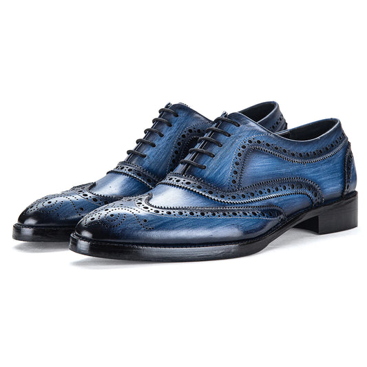 Dornford Azureon Wingtip Oxford – Blue Patina