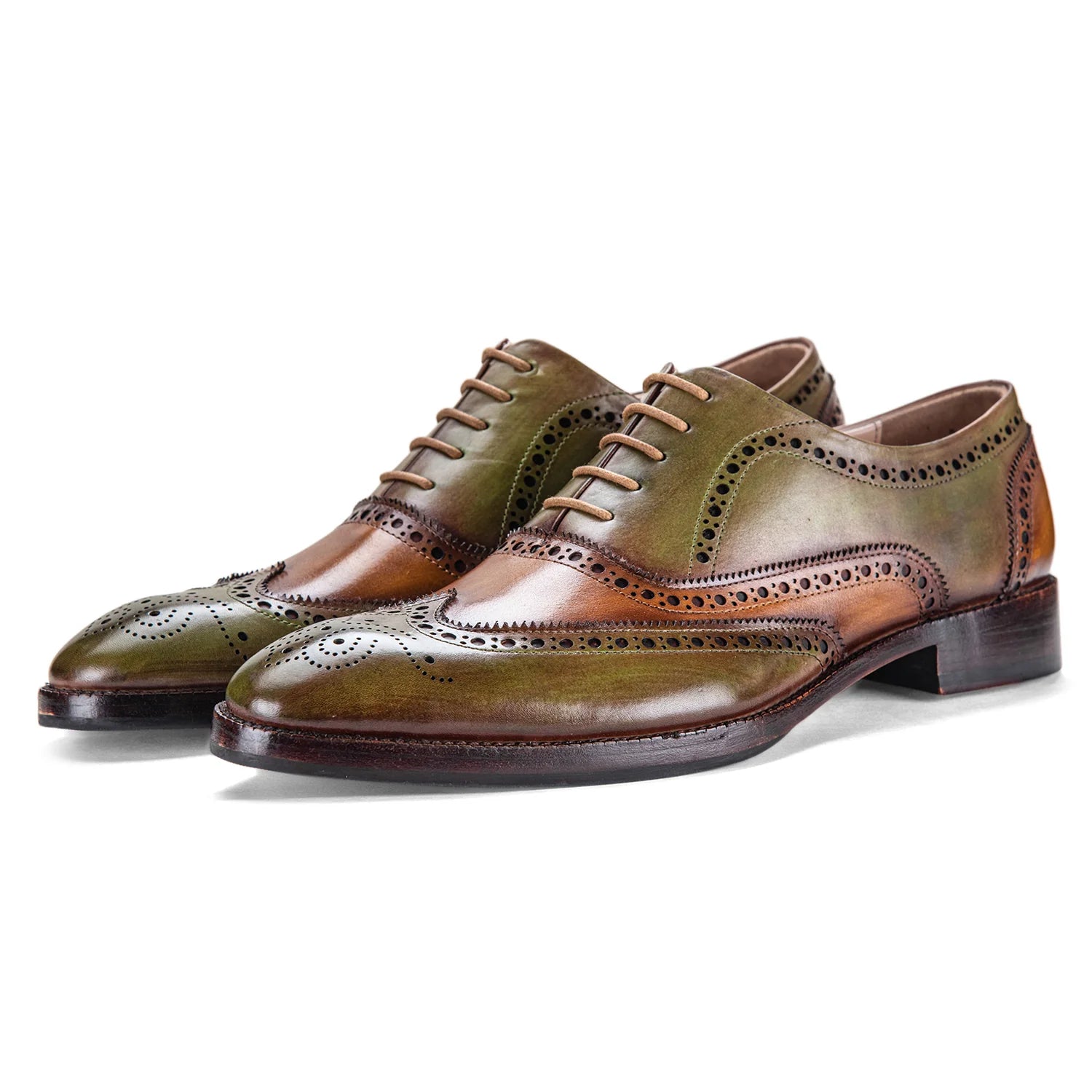 Dornford Verdante Wingtip Oxford – Olive Patina