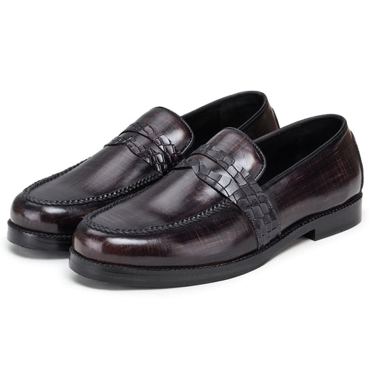 Dornford Roma Penny Loafer – Shadow Espresso Croc Detail