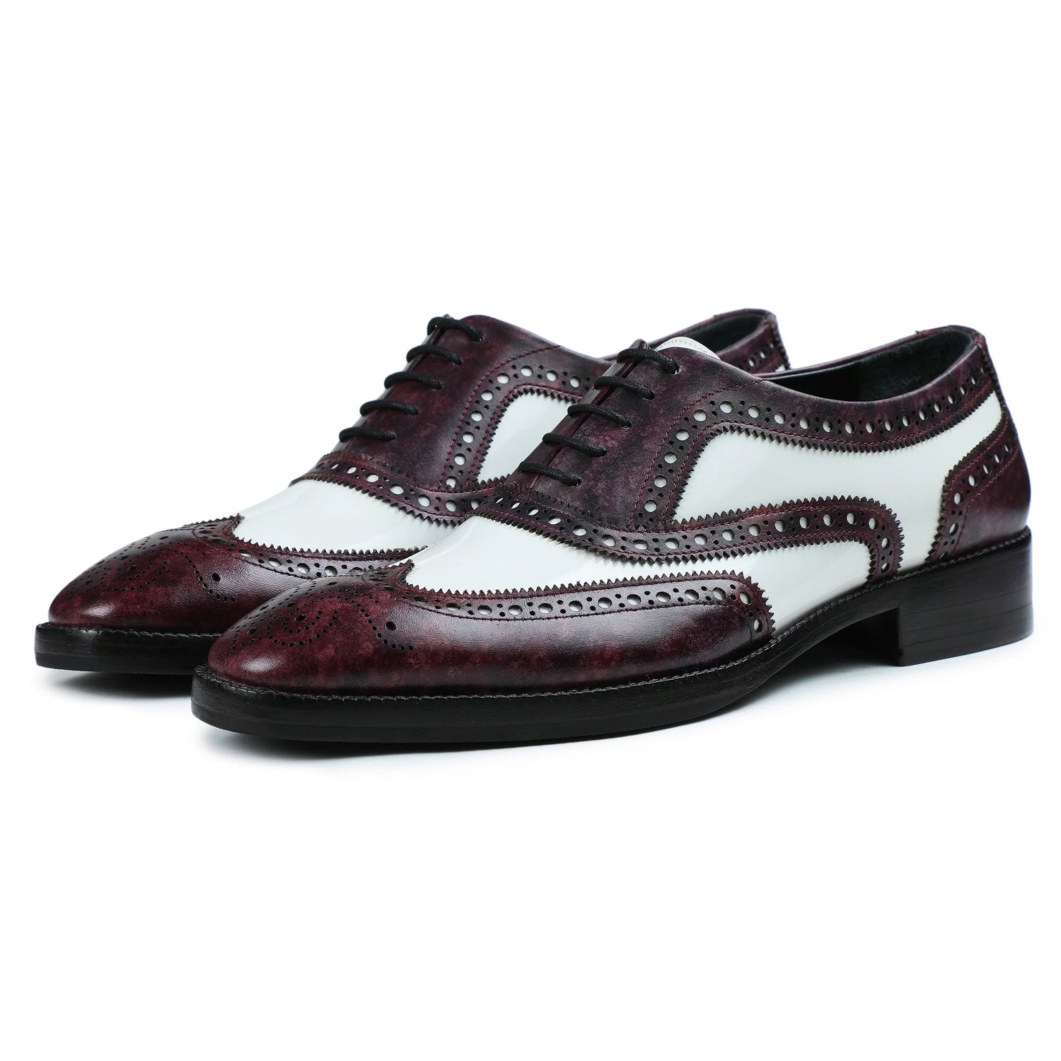 Dornford Imperial Spectator Wingtip Oxford – Burgundy & Ivory