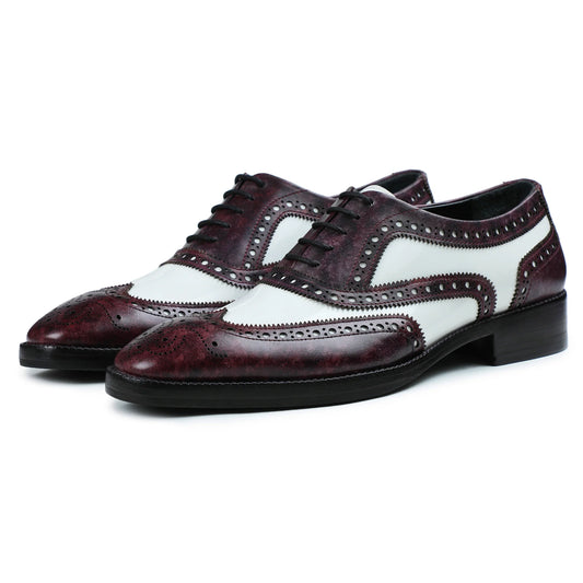 Dornford Imperial Spectator Wingtip Oxford – Burgundy & Ivory