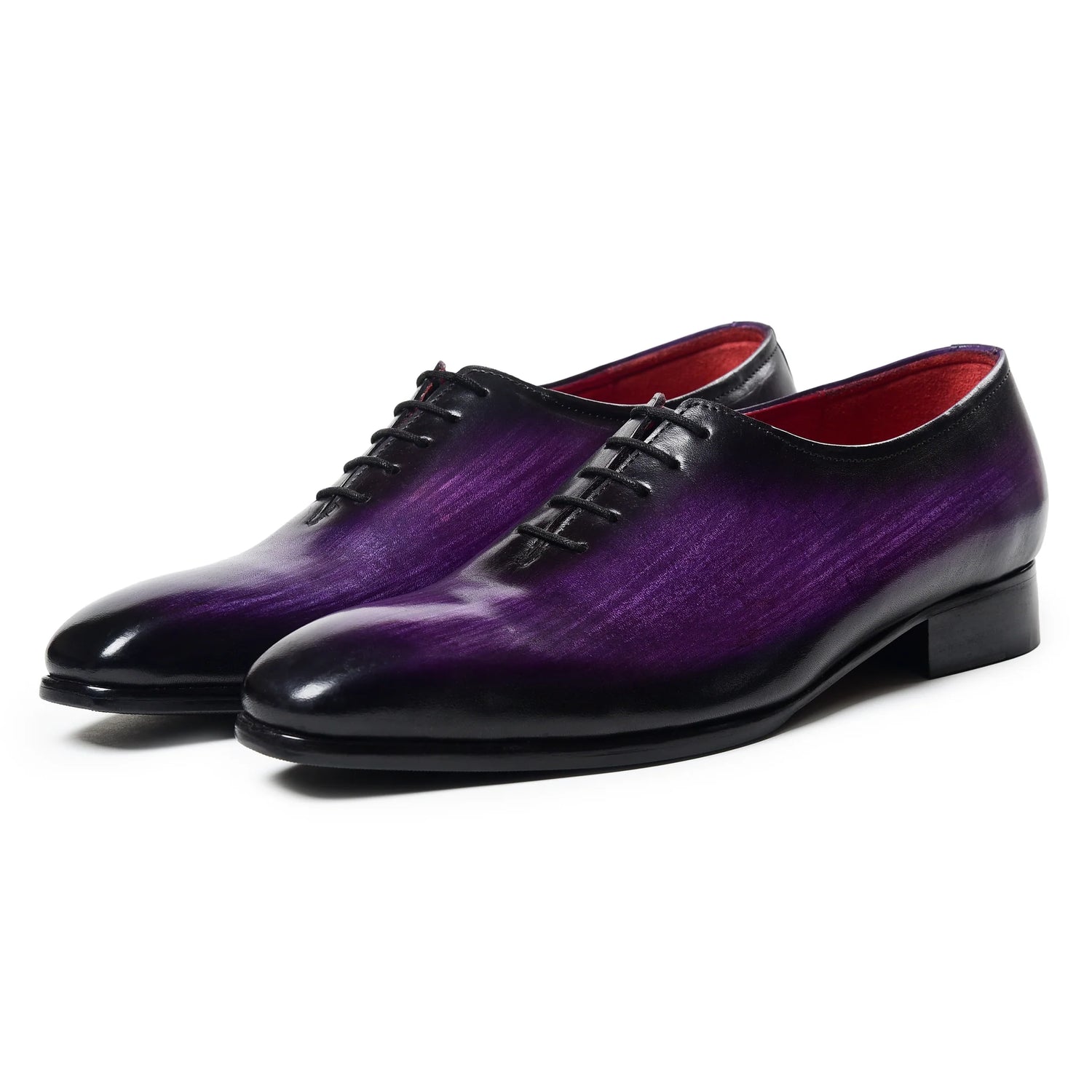Dornford Wholecut Oxford Shoes – Black & Purple Hand-Patina Leather