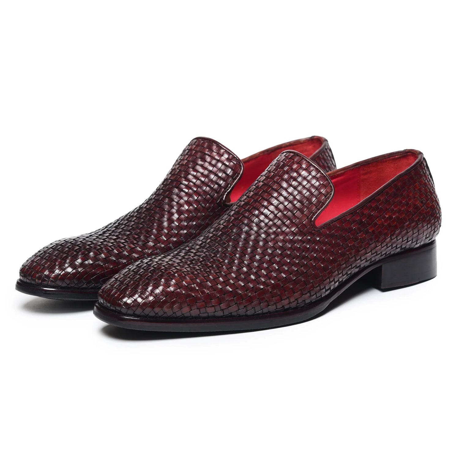 Dornford Woven Venetian Loafers – Burgundy Handwoven Leather