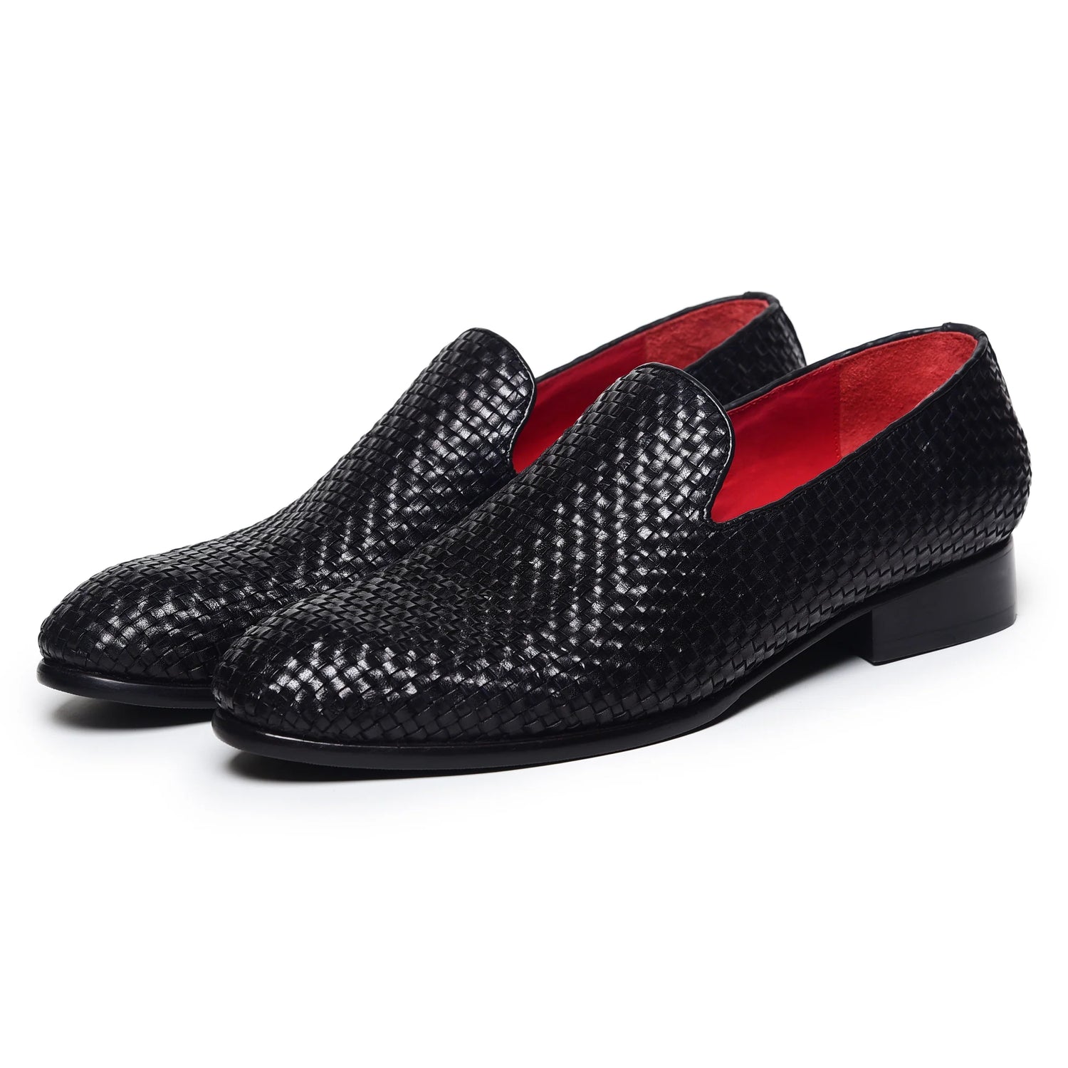 Dornford Woven Venetian Loafers – Midnight Black Handwoven Leather