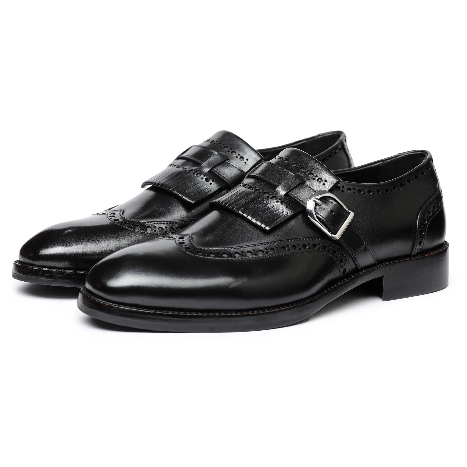 Dornford Wingtip Monk Strap – Black Kiltie