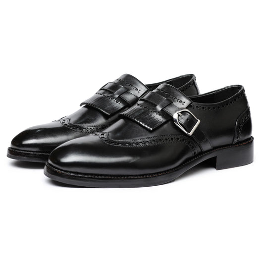 Dornford Wingtip Monk Strap – Black Kiltie