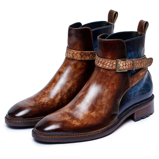 Dornford Strap Jodhpur Boots – Burnished Brown & Navy