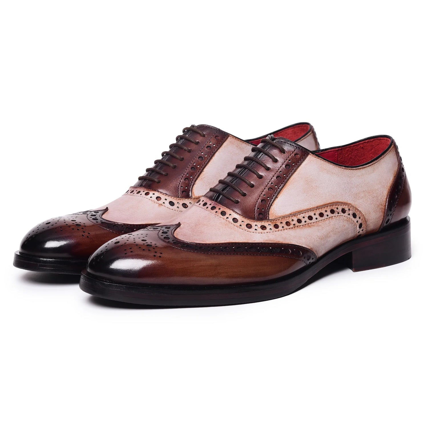 Dornford Spectator Oxford Shoes – Walnut Brown & Sand Beige Leather