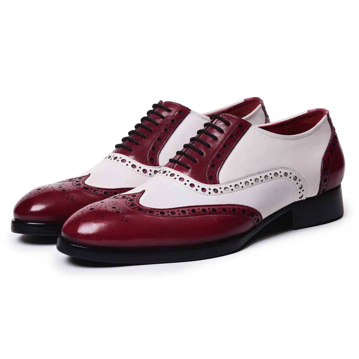 Dornford Spectator Oxford Shoes – Burgundy & White Leather