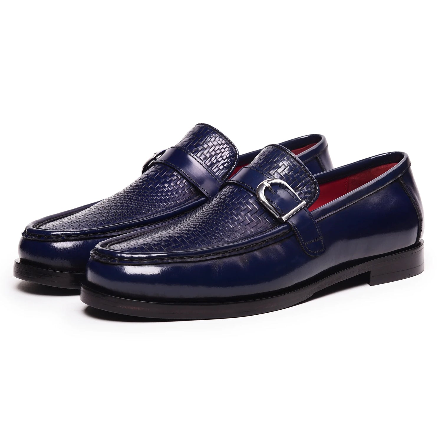 Dornford Horsebit Apron Loafers – Royal Blue Textured Leather
