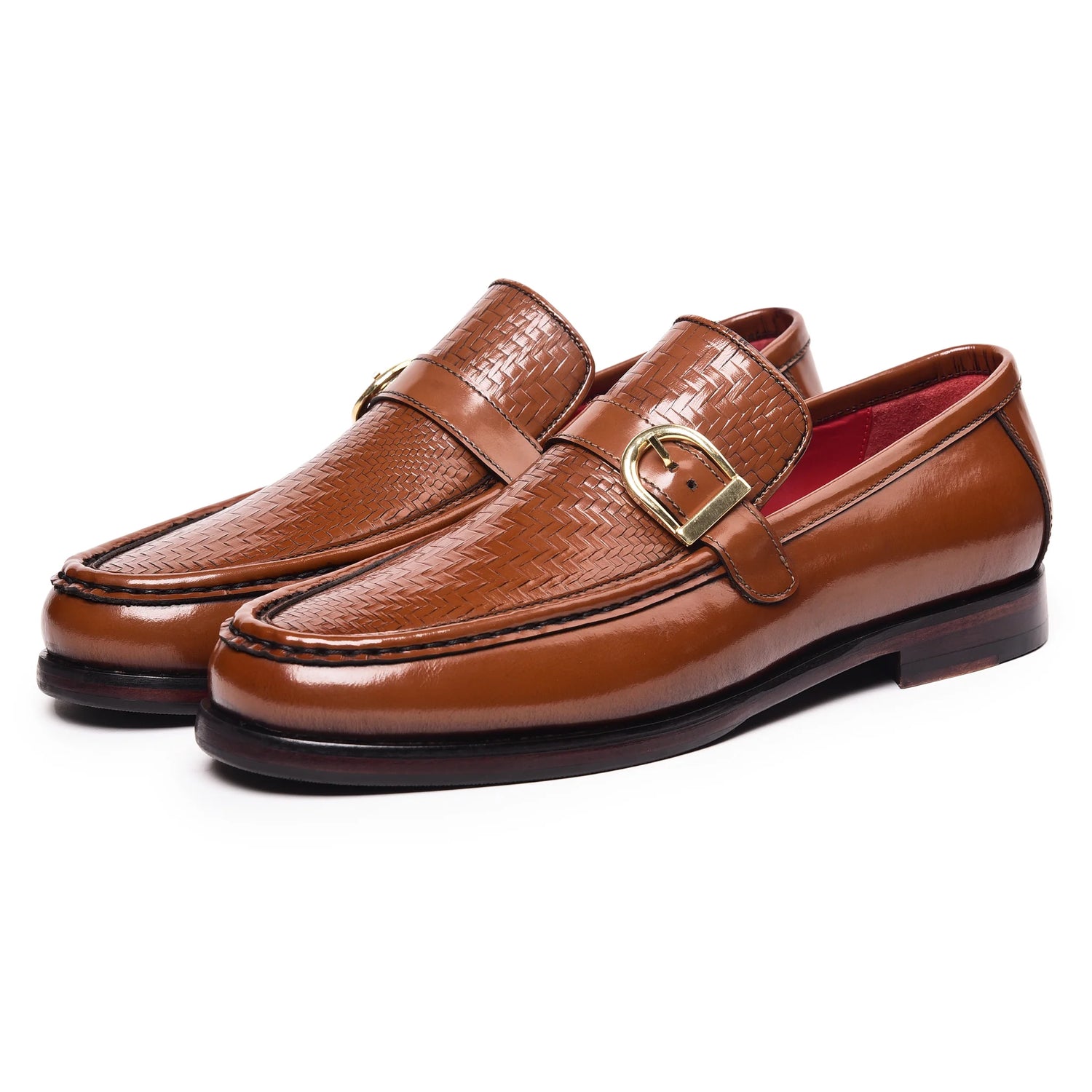 Dornford Horsebit Apron Loafers – Cognac Brown Textured Leather