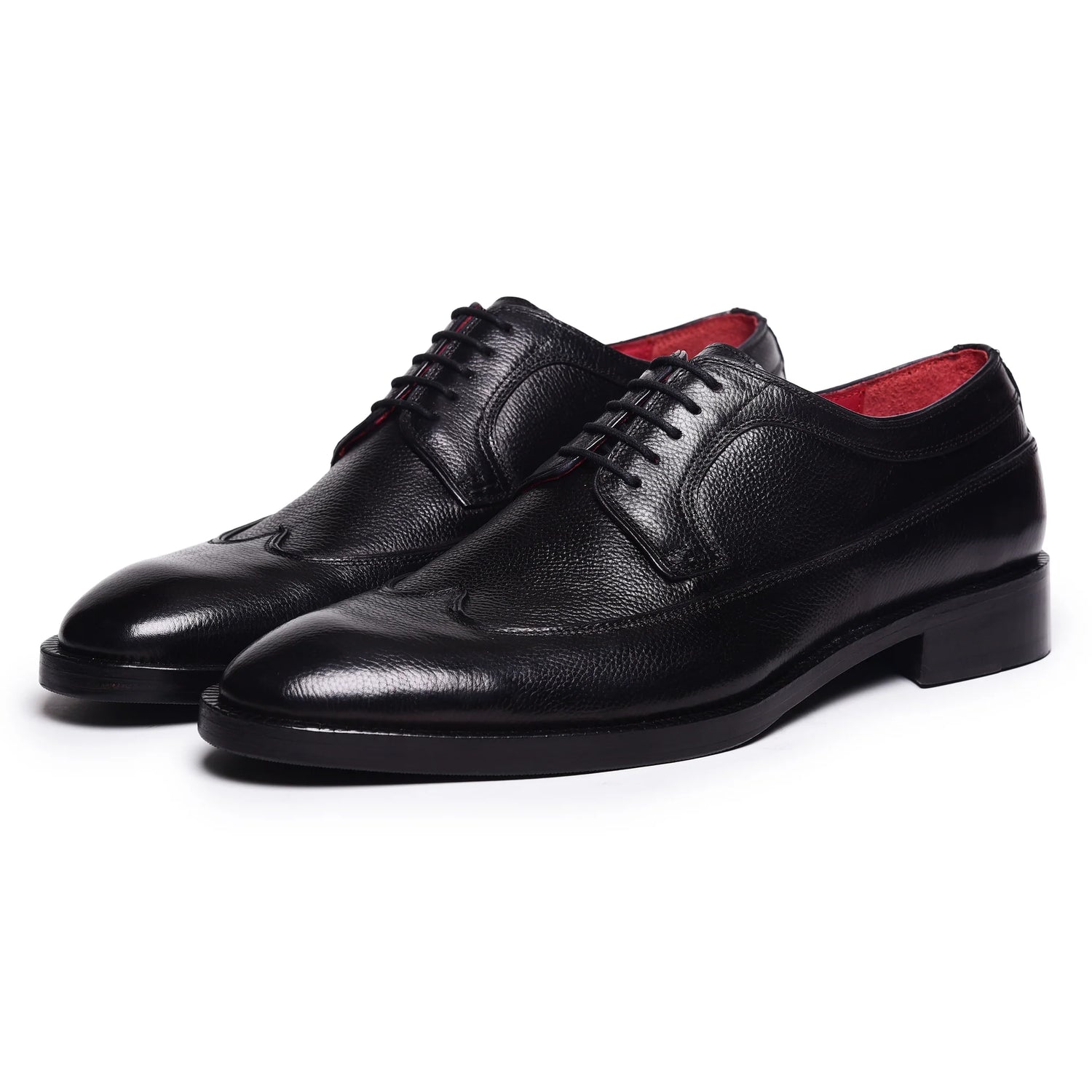 Ashbourne Derby Shoes – Black Pebbled Leather