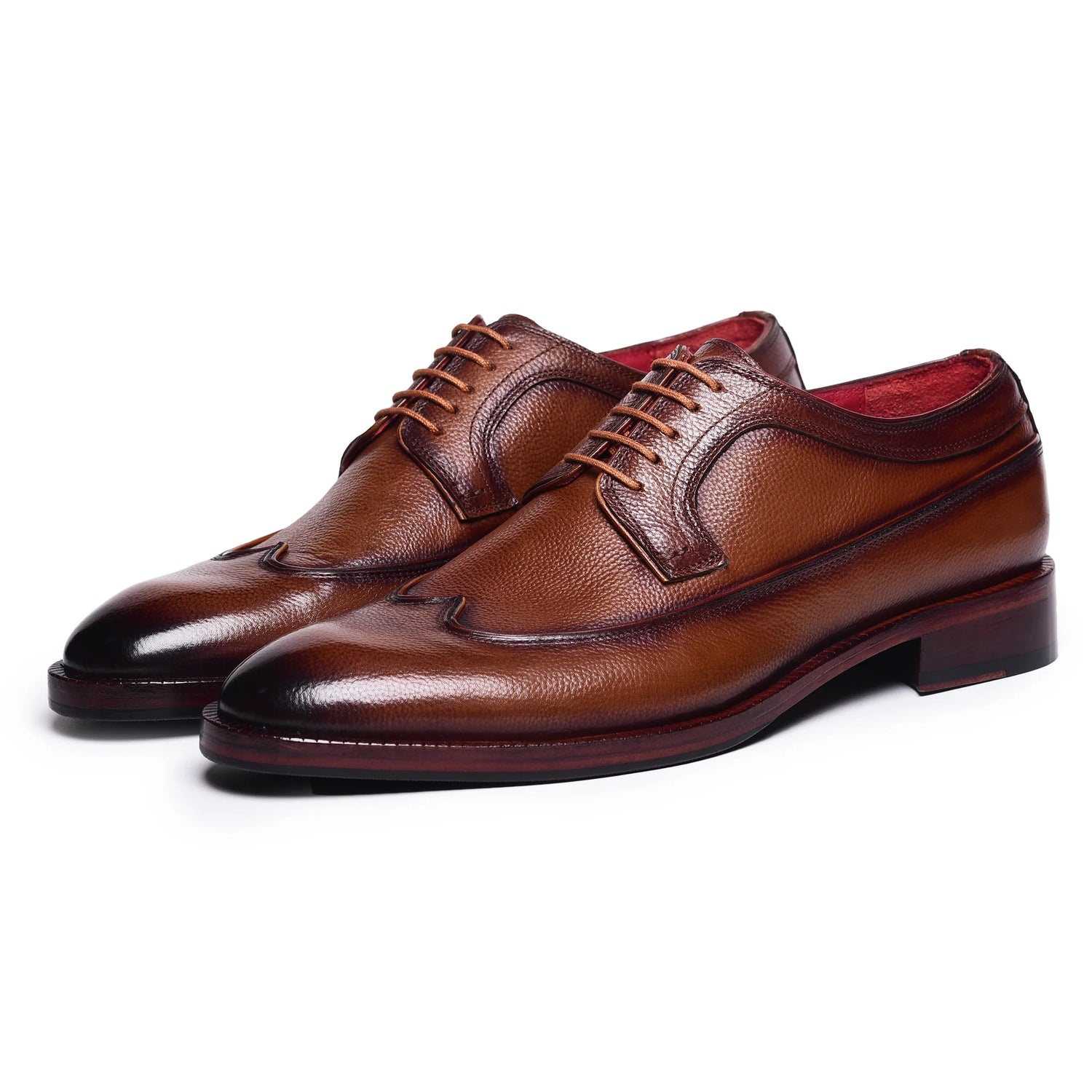 Ashbourne Derby Shoes – Tan Pebbled Leather