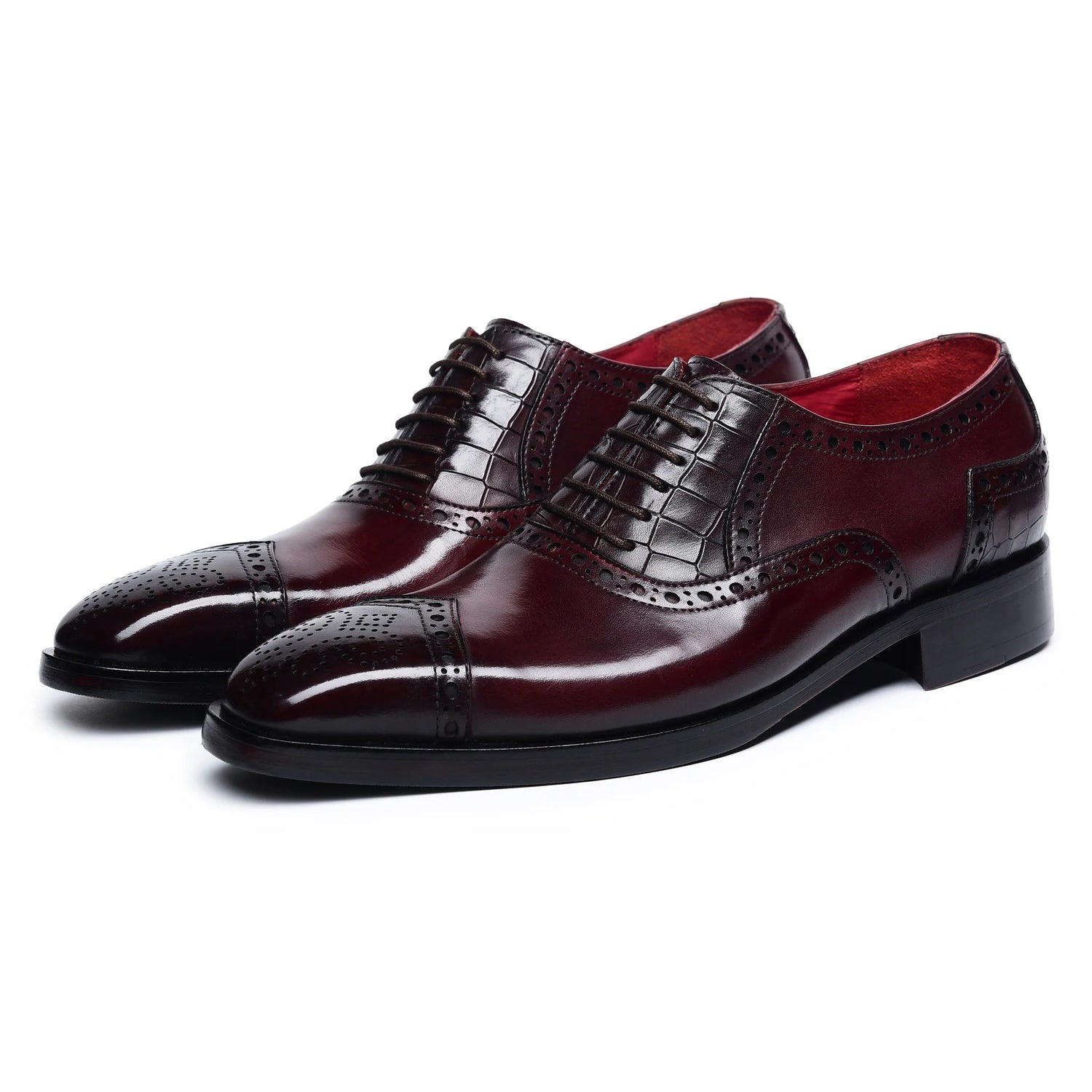 Dornford Wingtip Oxford Shoes – Burgundy Leather