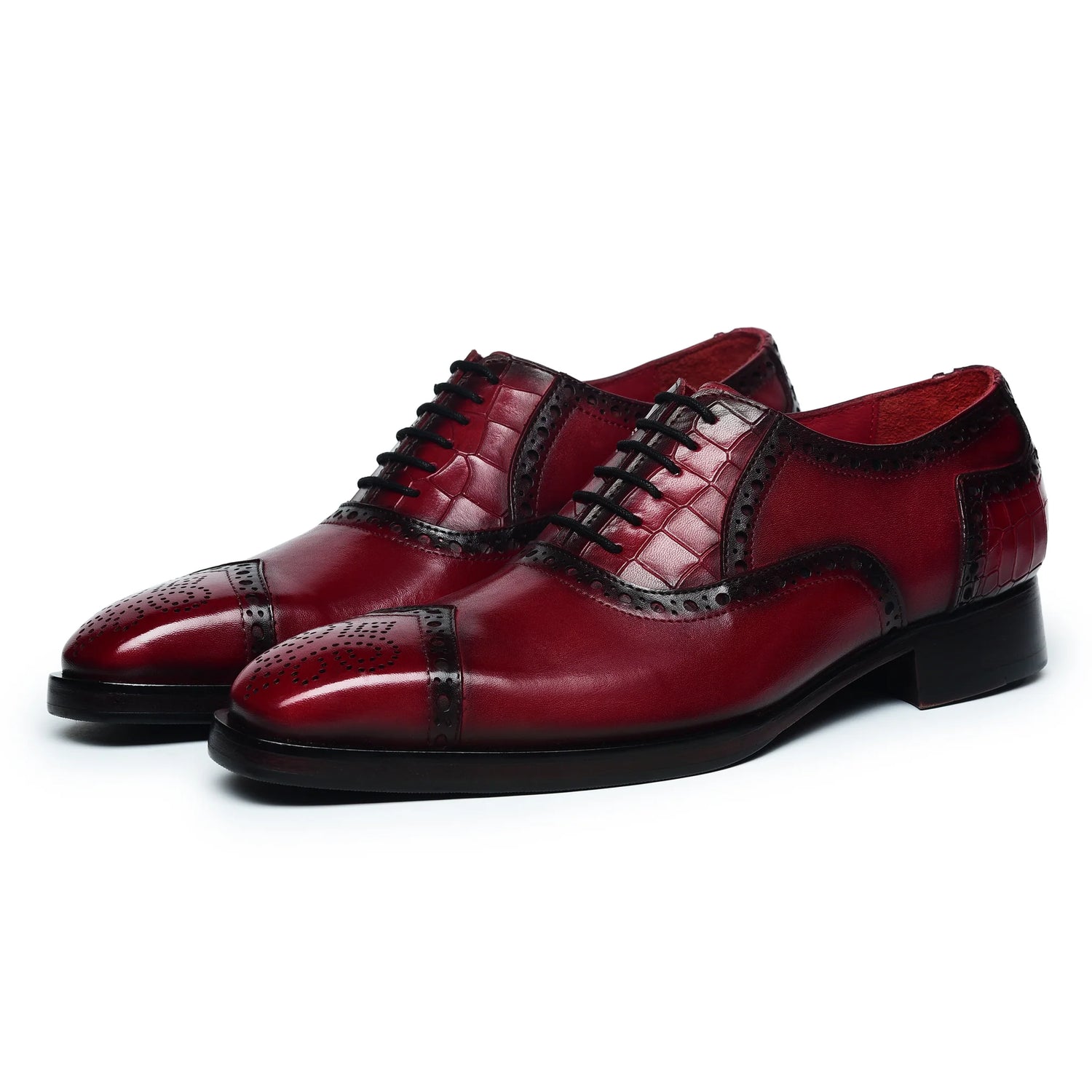 Dornford Wingtip Oxford Shoes – Red Leather