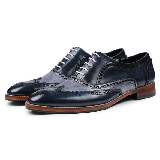Dornford Alverton Wingtip Oxford – Navy & Slate Patina