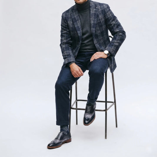 Dornford Alverton Wingtip Oxford – Navy & Slate Patina