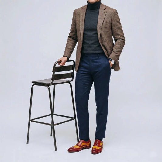 Dornford Brogue Oxford Shoes – Burgundy & Mustard Hand-Patina Leather