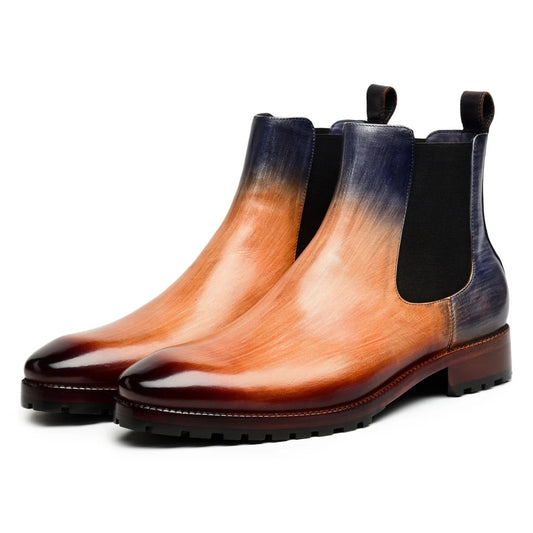 Dornford Burnished Chelsea Boots – Amber Navy Fade