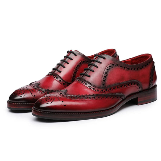 Dornford Crimson Vale Wingtip Oxford – Red Patina