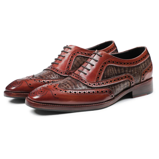 Dornford Crovale Wingtip Oxford – Embossed Chestnut