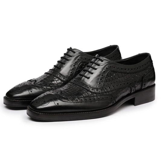 Dornford Noir Croc Wingtip Oxford