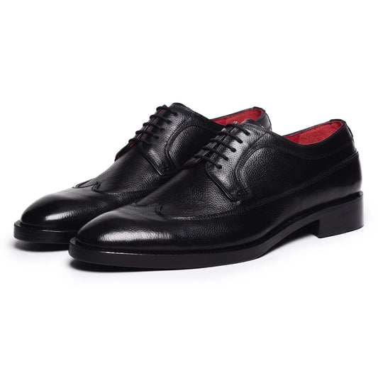 Dornford Pebble Grain Derby Shoes – Black Leather