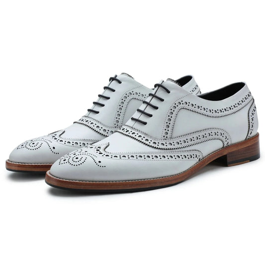 Dornford Wingtip Brogue Oxford Shoes – White Leather