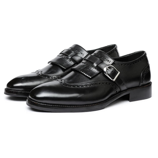 Dornford Wingtip Monk Strap – Black Kiltie